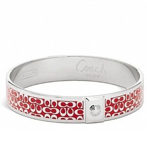 Authentic Coach Bracelet Bangle in red and silver with Coach C logo EUC